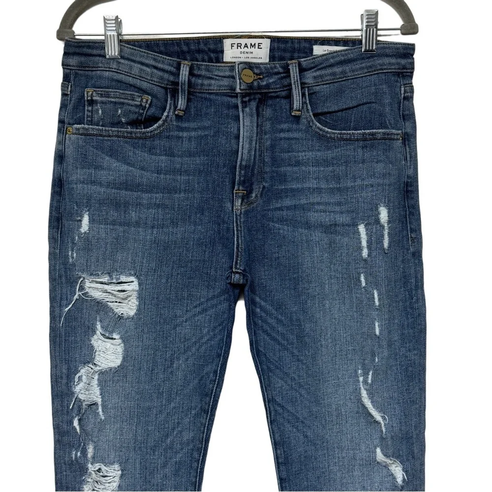 {Frame} "Le Grand Garcon in Fairbanks" Straight Leg Distressed Stretch Jeans - Picture 3 of 7